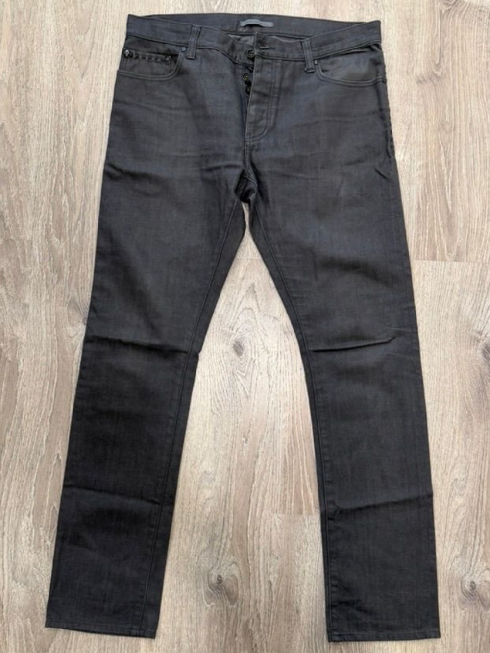 John Varvatos Dark Grey Button Fly 100% Cotton Denim Jeans Size 32R